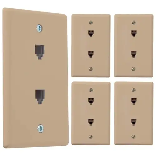 2-Port Telephone Jack Wall Plate, Ivory - pack of 5 2-Port Telephone Jack Wall Plate, Ivory - pack of 5