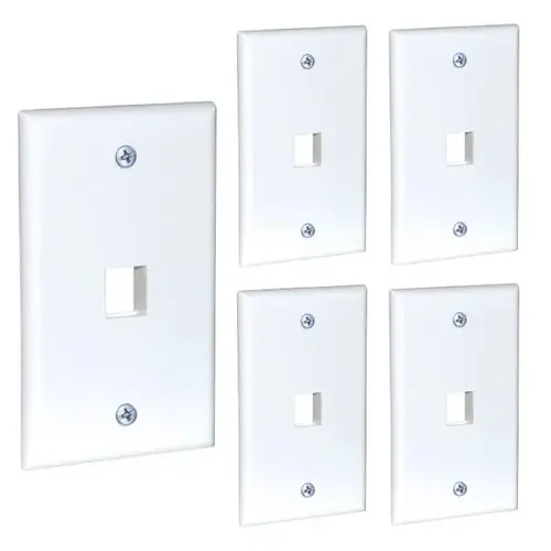 1-Port Keystone Jack Wall Plate, White - pack of 5 1-Port Keystone Jack Wall Plate, White - pack of 5