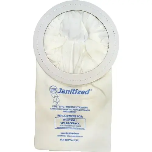 Vacuum Bag for WINDSOR V6 BackpackEquivalent to 68075, 89198910 White Vacuum Bag for WINDSOR V6 BackpackEquivalent to 68075, 89198910 White