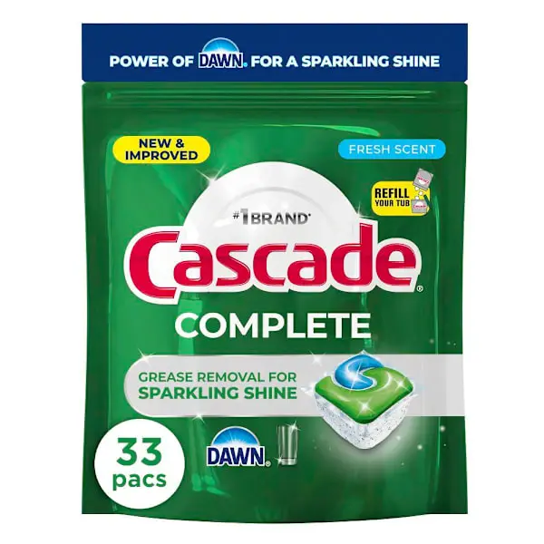 CASCADE Casade Complete Actionpacs W/ Dawn Fresh Scent Tablet Detergent 33-Cnt - pack of 4 3077221697 CASCADE Casade Complete Actionpacs W/ Dawn Fresh Scent Tablet Detergent 33-Cnt - pack of 4 3077221697