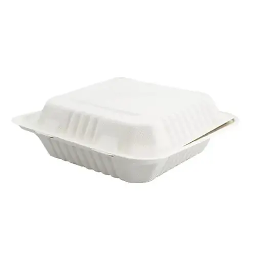 Bagasse Clamshell 8x8 1-Compartment - pack of 200 Bagasse Clamshell 8x8 1-Compartment - pack of 200