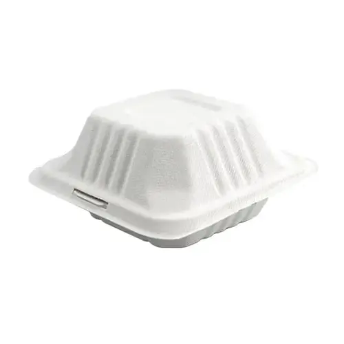 Bagasse Clamshell 6x6 1-Compartment - pack of 500 Bagasse Clamshell 6x6 1-Compartment - pack of 500