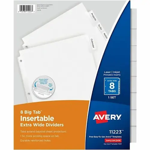 Big Tab Extra-Wide Insertable Dividers - pack of 8 Big Tab Extra-Wide Insertable Dividers - pack of 8