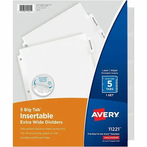 Big Tab Extra-Wide Letter-Size Insertable Dividers - pack of 5 Big Tab Extra-Wide Letter-Size Insertable Dividers - pack of 5