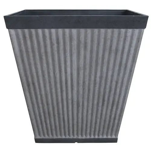Westlake Planter, 16 in W, 16 in D, Square, Resin, Rustic Galvanized, Silvery Westlake Planter, 16 in W, 16 in D, Square, Resin, Rustic Galvanized, Silvery