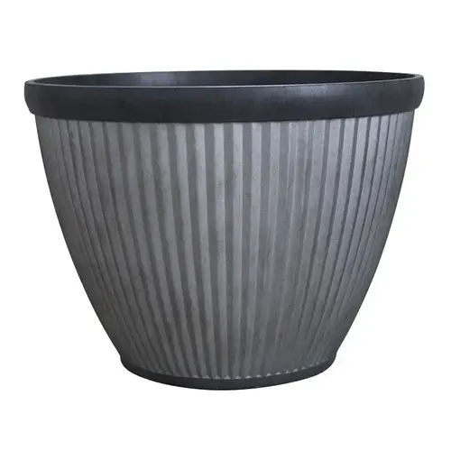 Westlake Planter, 20-1/2 in Dia, Round, Resin, Rustic Galvanized, Silvery Westlake Planter, 20-1/2 in Dia, Round, Resin, Rustic Galvanized, Silvery