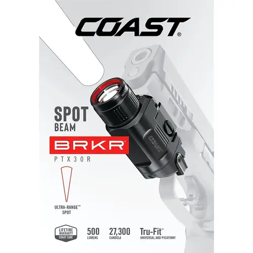 Rechargeable Pistol Light, 500 Lumen, Fixed Spot Beam, Picatinny/Universal Rail Mount Rechargeable Pistol Light, 500 Lumen, Fixed Spot Beam, Picatinny/Universal Rail Mount
