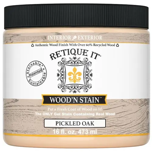 Retique It Wood'n Stain Wood Stain, Pickled Oak, Gel, 16 oz Retique It Wood'n Stain Wood Stain, Pickled Oak, Gel, 16 oz