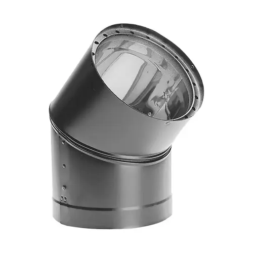 DuraVent DVL Stove Pipe Elbow, 45 deg Angle, 6 in, Twist Lock, 0.016/0.018 in Gauge, Stainless Steel DuraVent DVL Stove Pipe Elbow, 45 deg Angle, 6 in, Twist Lock, 0.016/0.018 in Gauge, Stainless Steel