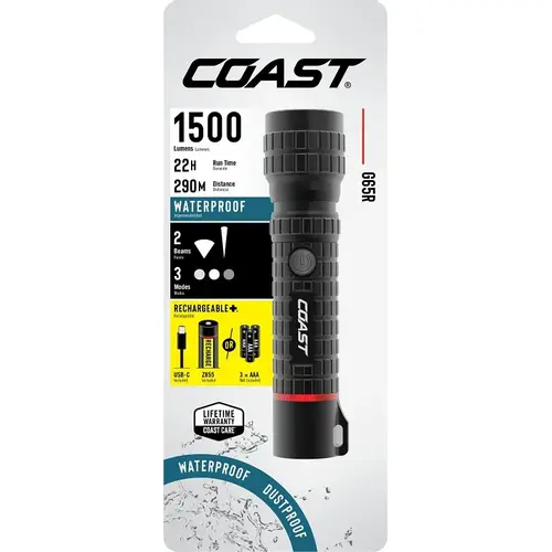 Rechargeable Waterproof Flashlight, 1500 Lumen Rechargeable Waterproof Flashlight, 1500 Lumen