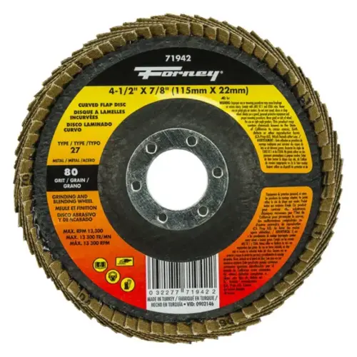Curved Edge Flap Disc, 4-1/2 in x 7/8 in, 80 Grit Curved Edge Flap Disc, 4-1/2 in x 7/8 in, 80 Grit