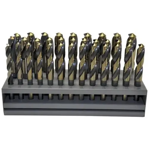 KNK 33KK12 33 Piece S&D 1/2" Reduced Shank Drill Bit Set 1/2"-1" by 64ths KNK 33KK12 33 Piece S&D 1/2" Reduced Shank Drill Bit Set 1/2"-1" by 64ths