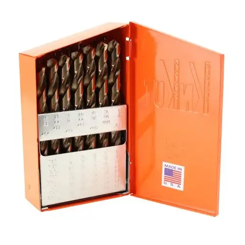 KnKut 29 Piece HD Hex Shank M35 Cobalt Jobber Length Drill Bit Set 1/16"-1/2" KnKut 29 Piece HD Hex Shank M35 Cobalt Jobber Length Drill Bit Set 1/16"-1/2"