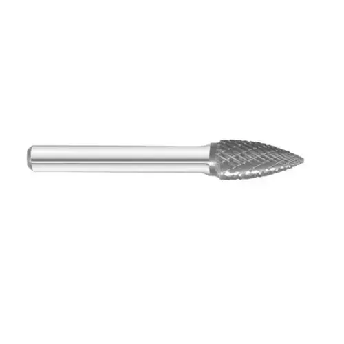 SG-3 Pointed Tree Shape Carbide Burr 3/8" x 3/4" x 2-1/2" OAL with 1/4" Shank SG-3 Pointed Tree Shape Carbide Burr 3/8" x 3/4" x 2-1/2" OAL with 1/4" Shank