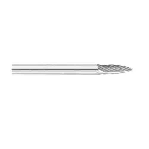 SG-43 Pointed Tree Shape Carbide Burr 1/8" x 3/8" x 1-1/2" OAL with 1/8" Shank SG-43 Pointed Tree Shape Carbide Burr 1/8" x 3/8" x 1-1/2" OAL with 1/8" Shank