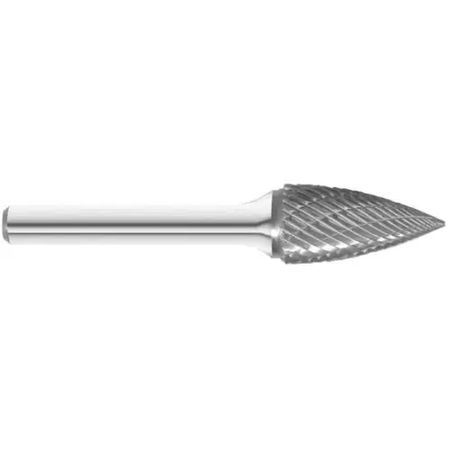 SG-5 Pointed Tree Shape Carbide Burr 1/2" x 1" x 2-3/4" OAL with 1/4" Shank SG-5 Pointed Tree Shape Carbide Burr 1/2" x 1" x 2-3/4" OAL with 1/4" Shank
