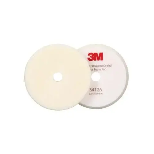 3M Perfect-It 34126 Random Orbital Compounding Pad, 6 in Dia, Coarse, Hook and Loop Attachment, Foam Pad, White 3M Perfect-It 34126 Random Orbital Compounding Pad, 6 in Dia, Coarse, Hook and Loop Attachment, Foam Pad, White