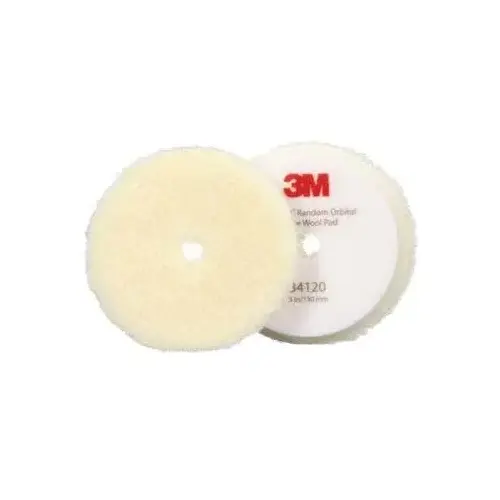 3M Perfect-It 34120 Random Orbital Compounding Pad, 5 in Dia, Coarse, Hook and Loop Attachment, Wool Pad, White 3M Perfect-It 34120 Random Orbital Compounding Pad, 5 in Dia, Coarse, Hook and Loop Attachment, Wool Pad, White