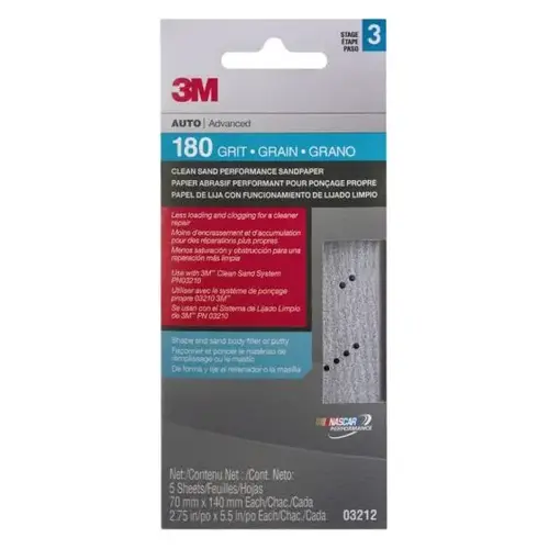 3M Clean Sand Performance Sandpaper, 03212, 180 grit 3M Clean Sand Performance Sandpaper, 03212, 180 grit