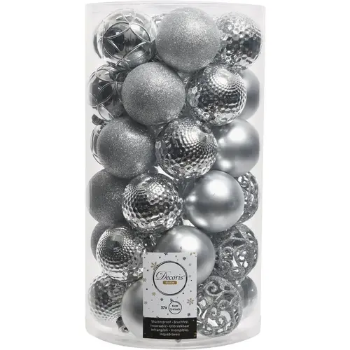 2.4 In. Shatterproof Silver Bauble Christmas Ornament - pack of 37 2.4 In. Shatterproof Silver Bauble Christmas Ornament - pack of 37