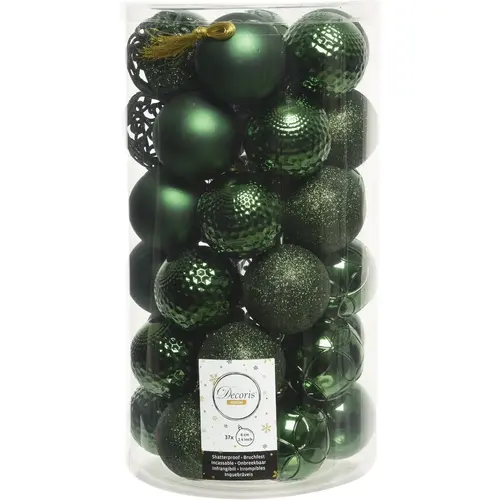 2.4 In. Shatterproof Pine Green Bauble Christmas Ornament - pack of 37 2.4 In. Shatterproof Pine Green Bauble Christmas Ornament - pack of 37