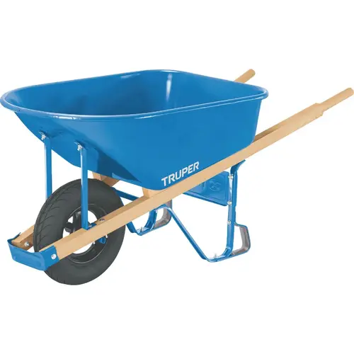 Truper 6 Cu. Ft. Steel Wheelbarrow Blue Truper 6 Cu. Ft. Steel Wheelbarrow Blue