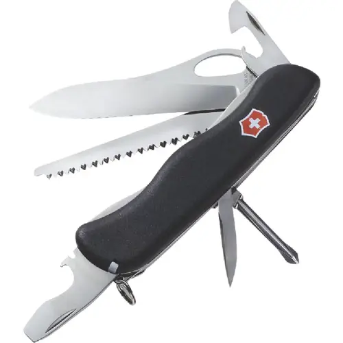 One-Hand Trekker 12-Function 4.37 In. Black Swiss Army Knife One-Hand Trekker 12-Function 4.37 In. Black Swiss Army Knife