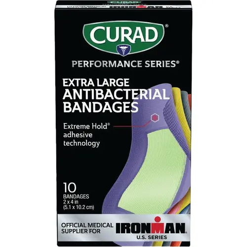 Performance Series Antibacterial Bandages, XL, 2 In. x 4 In., Assorted Colors (10 Ct) Performance Series Antibacterial Bandages, XL, 2 In. x 4 In., Assorted Colors (10 Ct)