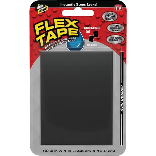 Flex Tape 3 In. x 4 In. Mini Repair Tape, Black (2-Count) Flex Tape 3 In. x 4 In. Mini Repair Tape, Black (2-Count)