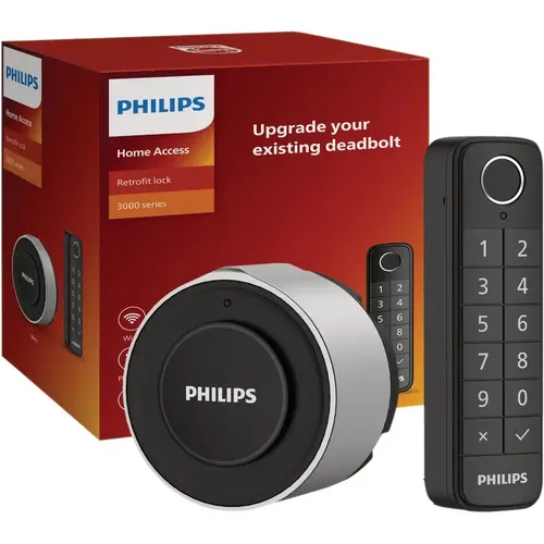 Retrofit Electronic Deadbolt Lock, Silver Retrofit Electronic Deadbolt Lock, Silver