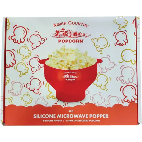 Red Silicone Microwave Popper with 2 Assorted Bags of Popcorn Red Silicone Microwave Popper with 2 Assorted Bags of Popcorn