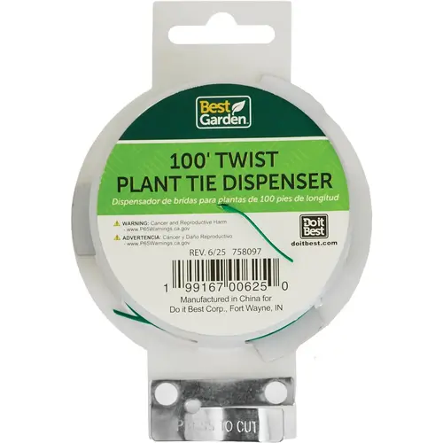 100 Ft. Twist Plant Tie Dispenser Pack Green 100 Ft. Twist Plant Tie Dispenser Pack Green