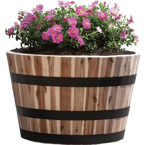 25 In. Acacia Natural Barrel Planter 25 In. Acacia Natural Barrel Planter