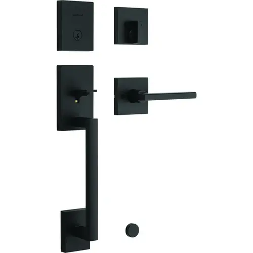 SmartKey Matte Black San Clemente Entry Door Handleset with Halifax Lever SmartKey Matte Black San Clemente Entry Door Handleset with Halifax Lever