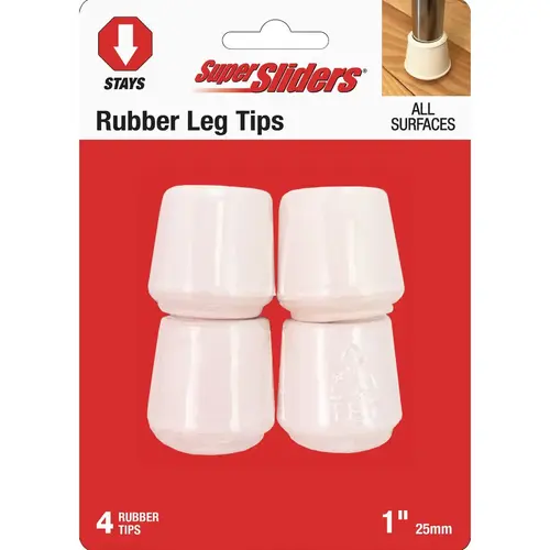1 In. White Rubber Furniture Leg Tip (4-Pack) 1 In. White Rubber Furniture Leg Tip (4-Pack)