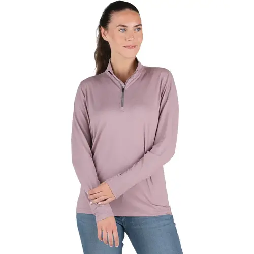 Women's Large Heathered Elderberry Midweight UPF Quarter-Zip Shirt Women's Large Heathered Elderberry Midweight UPF Quarter-Zip Shirt