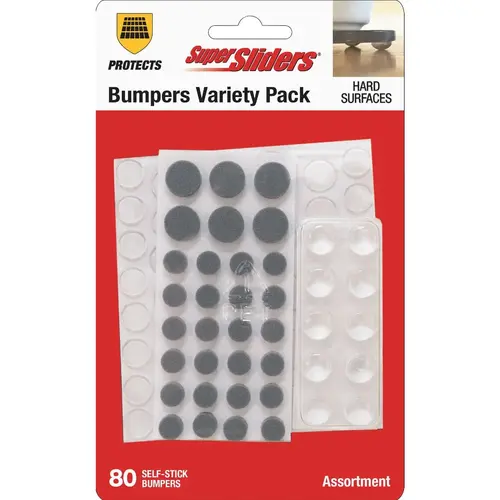 Furniture Wall Bumper Variety Assortment (80-Pack) Clear and Gray Furniture Wall Bumper Variety Assortment (80-Pack) Clear and Gray