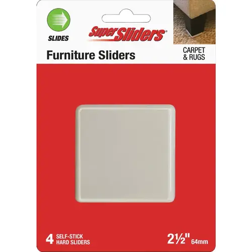 2-1/2 In. Beige Square Hard Furniture Sliders (4-Pack) 2-1/2 In. Beige Square Hard Furniture Sliders (4-Pack)