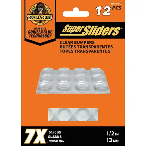 Gorilla Glue 1/2 In. Round Clear Furniture Wall Bumpers (12-Pack) Gorilla Glue 1/2 In. Round Clear Furniture Wall Bumpers (12-Pack)