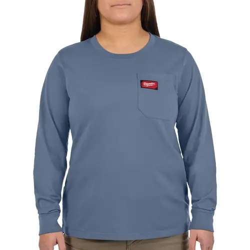 GRIDIRON Women's Large Blue Long Sleeve Pocket T-Shirt GRIDIRON Women's Large Blue Long Sleeve Pocket T-Shirt