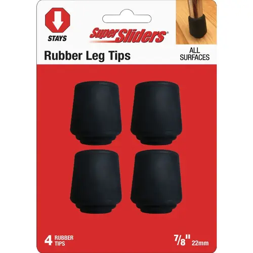 7/8 In. Black Rubber Furniture Leg Tip (4-Pack) 7/8 In. Black Rubber Furniture Leg Tip (4-Pack)