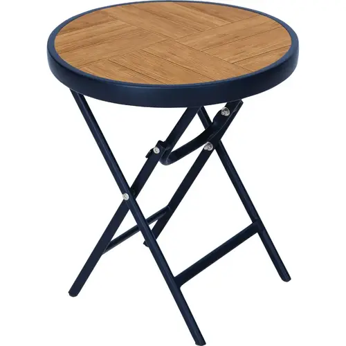 Woodgrain 16 In. Round Heavy-Duty Steel Folding Side Table Woodgrain 16 In. Round Heavy-Duty Steel Folding Side Table