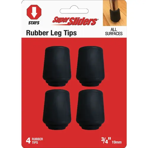 3/4 In. Black Rubber Furniture Leg Tip (4-Pack) 3/4 In. Black Rubber Furniture Leg Tip (4-Pack)