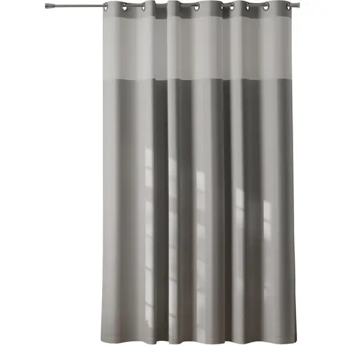 Zenna Home 71 In. x 74 In. Kadin Grey Fabric InstaCurtain Hotel-Style Shower Curtain White Zenna Home 71 In. x 74 In. Kadin Grey Fabric InstaCurtain Hotel-Style Shower Curtain White