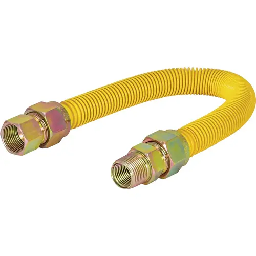 1 In. OD x 36 In. 3/4 In. FIP x 3/4 In. MIP (Tapped 1/2 In. FIP) Coated Stainless Steel Gas Connector 1 In. OD x 36 In. 3/4 In. FIP x 3/4 In. MIP (Tapped 1/2 In. FIP) Coated Stainless Steel Gas Connector