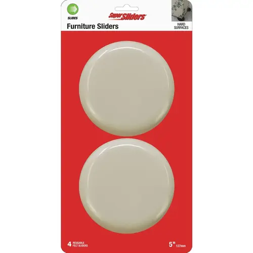 5 In. Beige Round Felt Furniture Sliders (4-Pack) 5 In. Beige Round Felt Furniture Sliders (4-Pack)