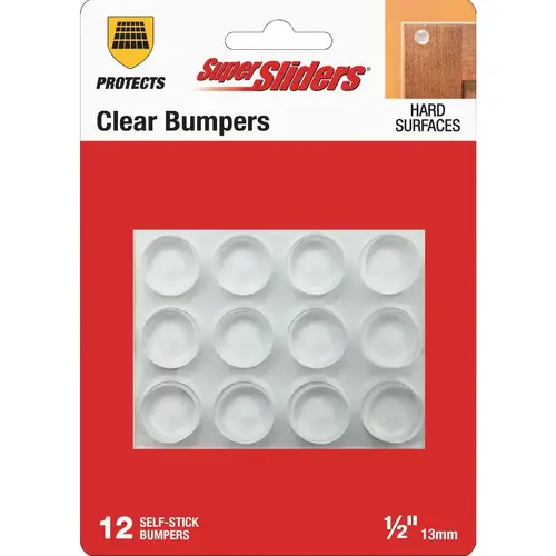 1/2 In. Clear Round Furniture Wall Bumper (12-Pack) 1/2 In. Clear Round Furniture Wall Bumper (12-Pack)