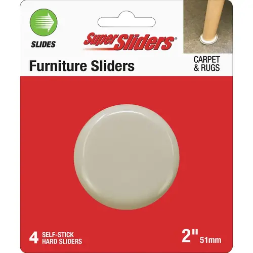 2-1/4 In. Beige Round Hard Furniture Sliders (4-Pack) 2-1/4 In. Beige Round Hard Furniture Sliders (4-Pack)