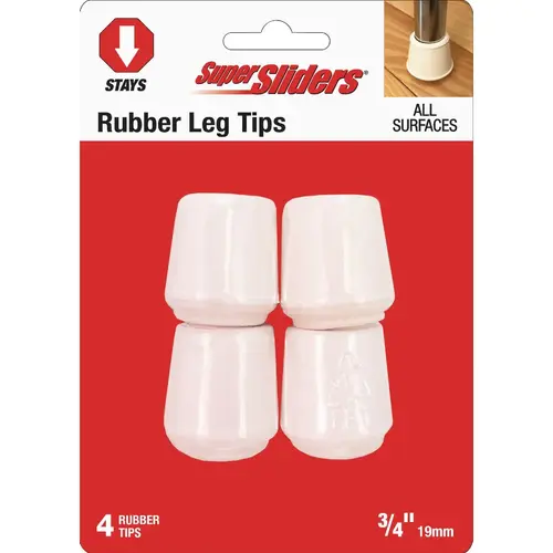 3/4 In. White Rubber Furniture Leg Tip (4-Pack) 3/4 In. White Rubber Furniture Leg Tip (4-Pack)