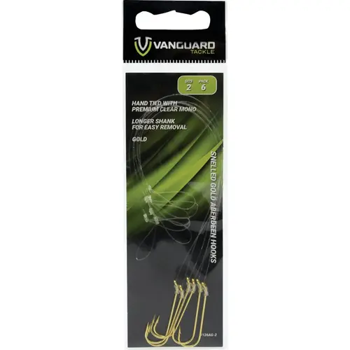 Size 2 Snelled Gold Aberdeen Hooks (6-Pack) Size 2 Snelled Gold Aberdeen Hooks (6-Pack)